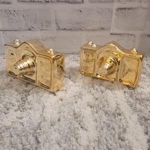 2 Target gold camera ceramic figures